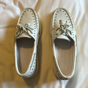 White studded Sperrys x Rebecca Minkoff US 6.5